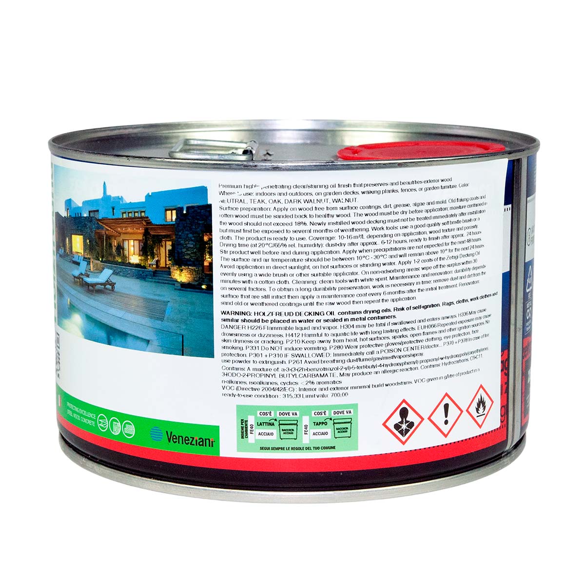 Масло для террас, садовой мебели и других деревянных поверхностей с защитой от ультрафиолета, влаги, грибка и плесени Zetagi Decking Oil из Италии объемом 2,5 л