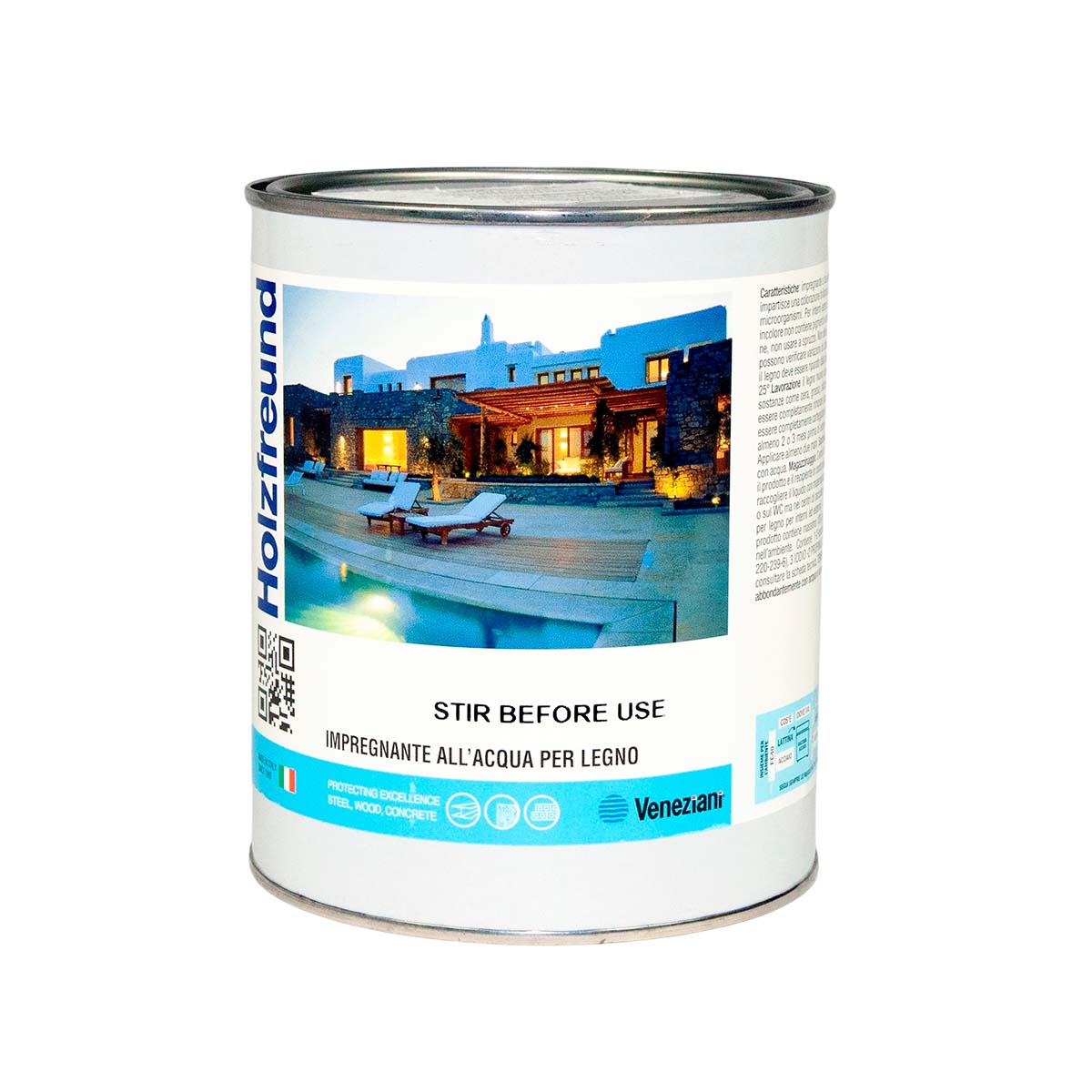 Водорастворимая лазурь-пропитка в виде геля на основе модифицированных акриловых смол для внутренних и наружных столярных работ Zetagi Holzfreund Lasur IMP W из Италии объемом 1 л