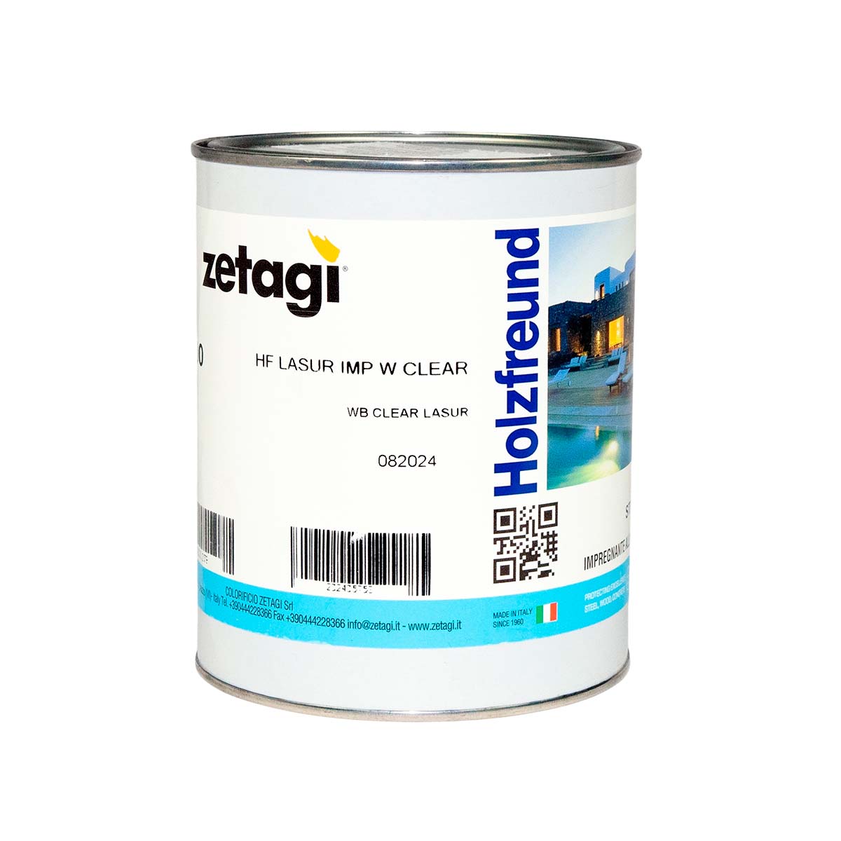Водорастворимая лазурь-пропитка в виде геля на основе модифицированных акриловых смол для внутренних и наружных столярных работ Zetagi Holzfreund Lasur IMP W из Италии объемом 1 л
